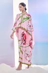 Buy_Pria Kataria Puri_Pink Satin Printed Tulip Jacket Round Kaftan Set _Online_at_Aza_Fashions