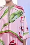 Buy_Pria Kataria Puri_Pink Satin Printed Tulip Jacket Round Kaftan Set 