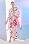 Buy_Pria Kataria Puri_Pink Satin Printed Tulip Jacket Round Kaftan Set _Online