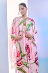 Shop_Pria Kataria Puri_Pink Satin Printed Tulip Jacket Round Kaftan Set _Online