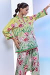 Pria Kataria Puri_Yellow Silk Printed Tulip Lapel Collar Shaded Shirt Tunic With Pant _Online_at_Aza_Fashions