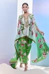 Shop_Pria Kataria Puri_Green Satin Printed Tulip Peek-ka-boo Tunic _at_Aza_Fashions