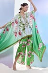 Buy_Pria Kataria Puri_Green Satin Printed Tulip Peek-ka-boo Tunic _Online_at_Aza_Fashions