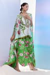 Shop_Pria Kataria Puri_Green Satin Printed Tulip Peek-ka-boo Tunic _Online_at_Aza_Fashions