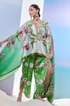 Pria Kataria Puri_Green Satin Printed Tulip Peek-ka-boo Tunic _at_Aza_Fashions