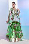 Buy_Pria Kataria Puri_Green Satin Printed Tulip Peek-ka-boo Tunic 