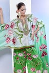 Pria Kataria Puri_Green Satin Printed Tulip Peek-ka-boo Tunic _Online