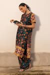 SAKSHAM & NEHARICKA_Multi Color Cotton Silk Printed Floral Round Neck Sindhuja Kurta Set _Online_at_Aza_Fashions