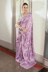 SAKSHAM & NEHARICKA_Purple Cotton Silk Hand Embroidery Lavanya Saree With Unstitched Blouse Piece _at_Aza_Fashions