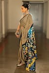 Shop_SAKSHAM & NEHARICKA_Multi Color Satin Printed Floral Pataliputra Saree With Unstitched Blouse Piece _Online_at_Aza_Fashions