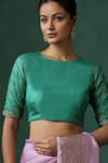 Buy_Weaver Story_Green Pure Silk Embroidered Zardozi Round Blouse _Online_at_Aza_Fashions