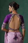 Shop_Weaver Story_Purple Raw Silk Embroidered Zardozi V Neck Blouse _at_Aza_Fashions