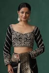 Buy_Weaver Story_Black Raw Silk Embroidered Zardozi Leaf Blouse _at_Aza_Fashions