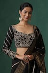 Weaver Story_Black Raw Silk Embroidered Zardozi Leaf Blouse _Online_at_Aza_Fashions