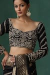 Buy_Weaver Story_Black Raw Silk Embroidered Zardozi Leaf Blouse _Online_at_Aza_Fashions