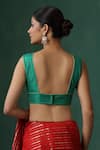 Shop_Weaver Story_Green Pure Silk Embroidered Zari Jaal V Neck Saree Blouse _at_Aza_Fashions