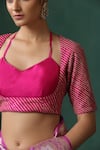 Buy_Weaver Story_Pink Pure Silk Embroidered Gota Sweetheart Work Blouse _Online_at_Aza_Fashions