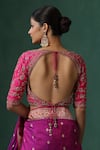 Shop_Weaver Story_Pink Raw Silk Embroidered Jaal V Neck And Zardozi Work Saree Blouse _at_Aza_Fashions