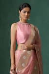 Weaver Story_Pink Pure Silk Embroidered Zardozi Round And Beadwork Saree Blouse _Online_at_Aza_Fashions