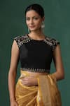 Buy_Weaver Story_Black Pure Silk Embroidered Zardozi Round Work Blouse _at_Aza_Fashions