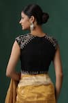 Shop_Weaver Story_Black Pure Silk Embroidered Zardozi Round Work Blouse _at_Aza_Fashions