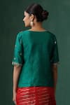 Shop_Weaver Story_Green Pure Silk Embroidered Zardozi V Neck Work Blouse _at_Aza_Fashions