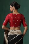 Shop_Weaver Story_Red Pure Silk Embroidered Zardozi Sweetheart Floral Blouse _at_Aza_Fashions