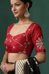 Buy_Weaver Story_Red Pure Silk Embroidered Zardozi Sweetheart Floral Blouse _Online_at_Aza_Fashions