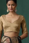 Buy_Weaver Story_Gold Tissue Silk Leaf Saree Blouse _Online_at_Aza_Fashions