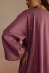 Buy_ROZA_Purple Linen Embellished Tassel V Neck Amber Kurta With Pant _Online_at_Aza_Fashions