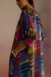 Buy_ROZA_Multi Color Habutai Silk Printed Geometric Notch Attico Hand Sketched Dress _Online_at_Aza_Fashions