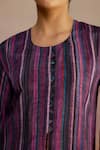 Shop_ROZA_Purple Habutai Silk Printed Stripe Round Awning Long Straight Kurta _Online_at_Aza_Fashions