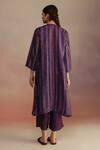 Shop_ROZA_Purple Habutai Silk Printed Stripe Round Awning Long Straight Kurta With Pant _at_Aza_Fashions