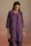 Buy_ROZA_Purple Habutai Silk Printed Stripe Round Awning Kurta _Online_at_Aza_Fashions