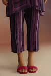 Buy_ROZA_Purple Habutai Silk Printed Stripe Round Awning Kurta With Pant 