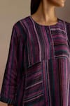 Shop_ROZA_Purple Habutai Silk Printed Stripe Round Awning Kurta With Pant 