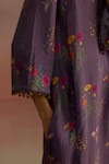 ROZA_Purple Habutai Silk Embellished Zaira Watercolour Motif Phiran Kurta With Pant _at_Aza_Fashions