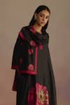 ROZA_Black Hand Drawn Wood Apple Floral Stole _Online_at_Aza_Fashions