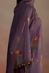 ROZA_Purple Hand Drawn Zaira Watercolour Floral Stole _Online_at_Aza_Fashions