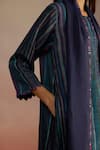 Buy_ROZA_Blue Stripe Awning Hand Sketched Border Stole _Online_at_Aza_Fashions