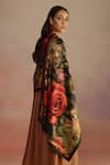 Buy_ROZA_Brown Floral Cinnamon Motifs Hand Painted Stole _Online_at_Aza_Fashions