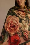 Shop_ROZA_Brown Floral Cinnamon Motifs Hand Painted Stole _Online_at_Aza_Fashions