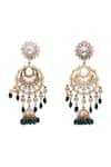 Vasundhara_Gold Plated Kundan Nivriti And Pearl Embellished Jhumkas _Online_at_Aza_Fashions