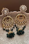 Shop_Vasundhara_Gold Plated Kundan Nivriti And Pearl Embellished Jhumkas _at_Aza_Fashions