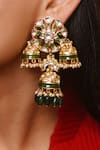 Buy_Vasundhara_Gold Plated Kundan Deepika Dome Shaped Jhumkas _at_Aza_Fashions