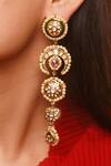 Buy_Vasundhara_Gold Plated Kundan Crescent Floral Embellished Earrings _at_Aza_Fashions