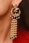 Buy_Vasundhara_Gold Plated Kundan Tiya And Pearl Embellished Suspended Earrings _at_Aza_Fashions