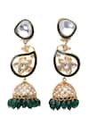 Vasundhara_Gold Plated Kundan Ziya Embellished Jhumkas _Online_at_Aza_Fashions