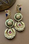 Shop_Vasundhara_Gold Plated Kundan Aarya Bird And Floral Motif Embellished Chandbali Earrings _at_Aza_Fashions