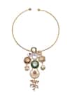 Buy_Vasundhara_Gold Plated Artificial Kundan Narmada Floret Pendant Necklace _at_Aza_Fashions